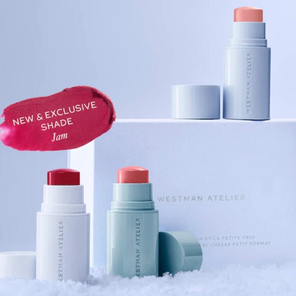 NIB✅ Westman Atelier Mini Baby Cheeks Lip + Cheek Cream Blush Stick Trio Set - Picture 1 of 13